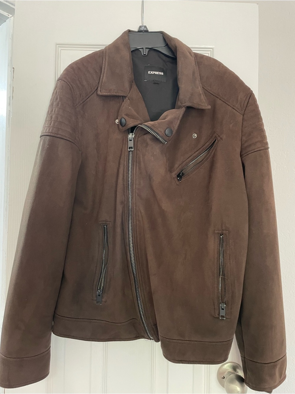 Express Men’s Brown Suede-like Biker Jacket large